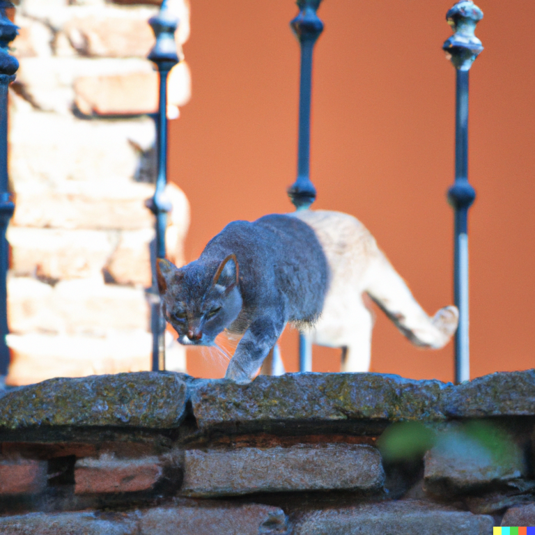 Walking on a wall.